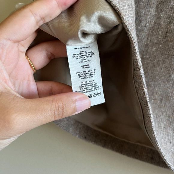 Theory Speckled Wool Easy Waist Skirt A Line Tan Womens Size 0 Work Lined - Picture 6 of 9